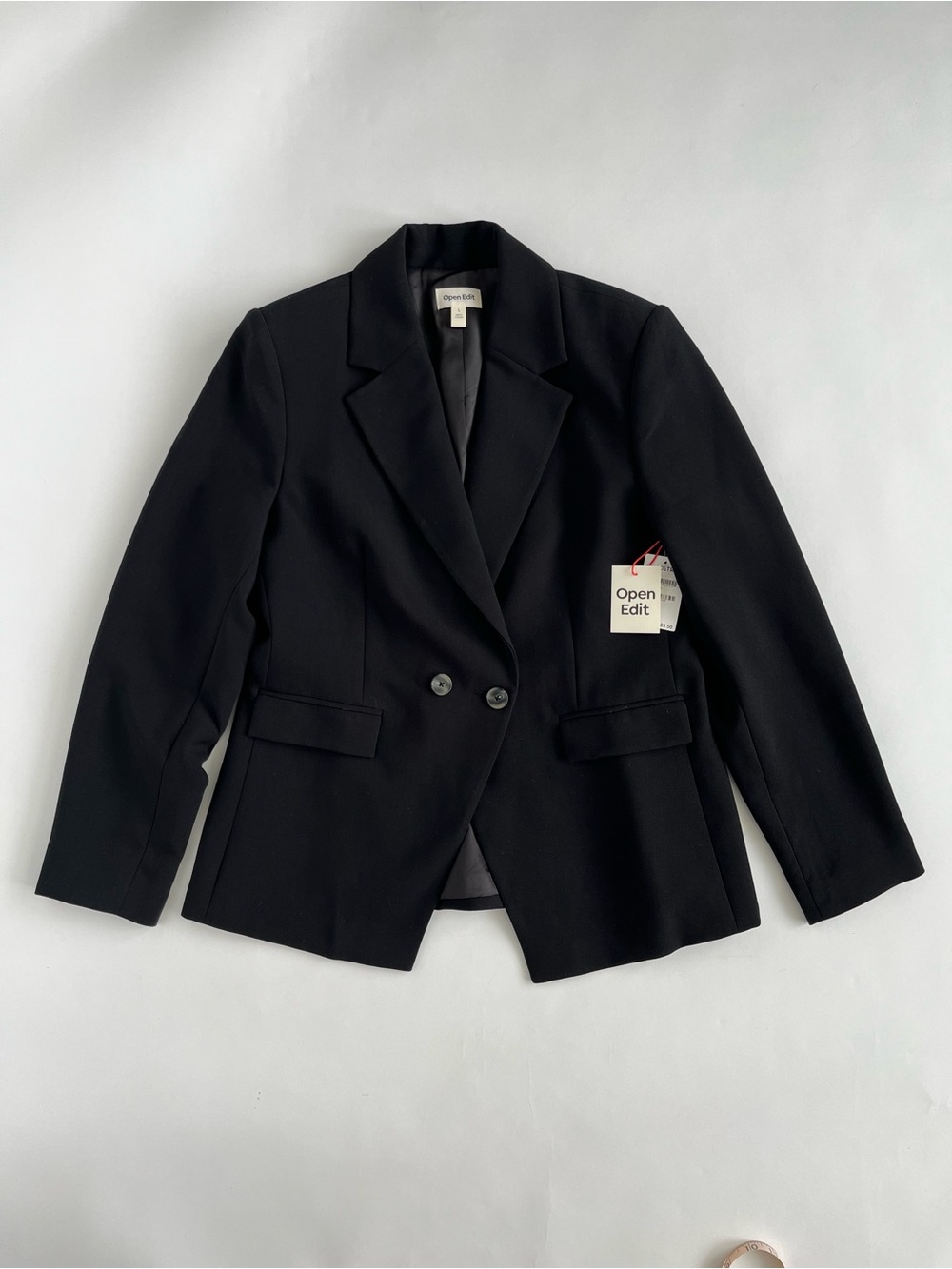 NWT Open Edit Women's Black Double-Button Blazer